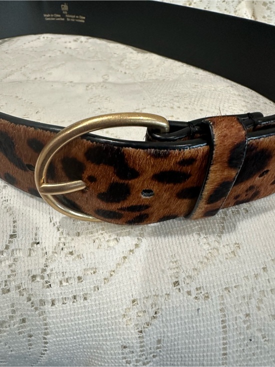 CAbi Accessories - Cabi Leopard Print Leather Belt with Gold Oval Buckle small size 32